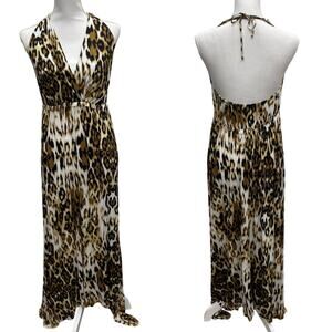 Seven7 Leopard Print Halter Style Maxi Dress Size 14/16